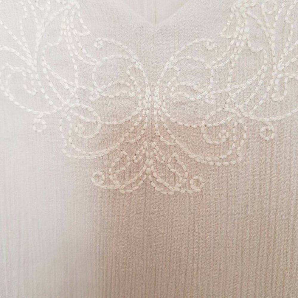 Denim & Company Womens Sleeveless Dress Size Small Sheath  Beige Embroidered - Picture 9 of 12